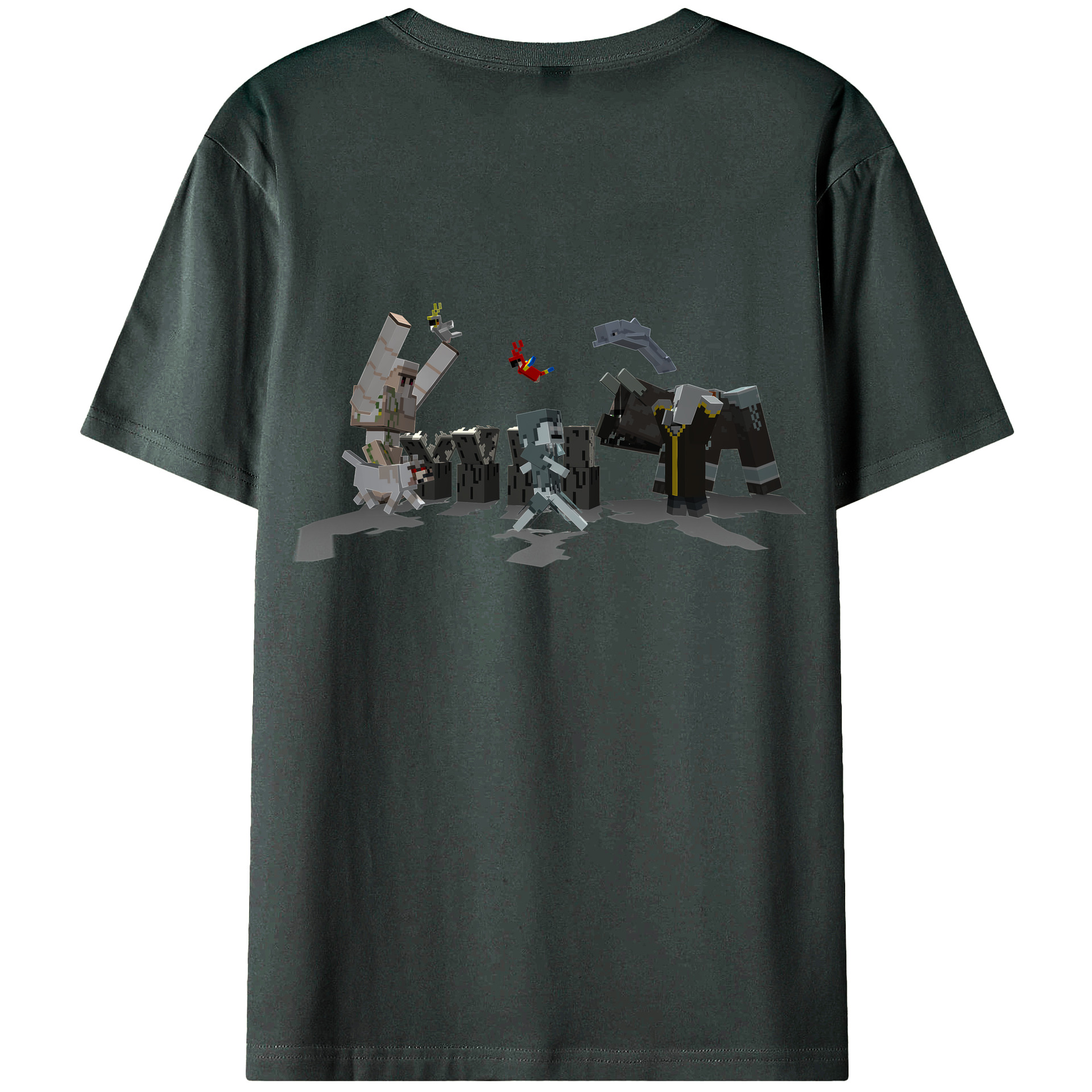 （画像用） マインクラフト ブロックの世界 Minecraft MC Block world 綿100％ メンズ半袖Tシャツ（バックプリント） 通気性